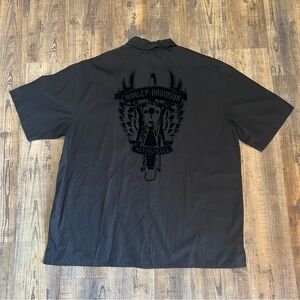 Harley Davidson Men’s Vintage Black Button Down Short Sleeve Shirt Cotton Sz XL
